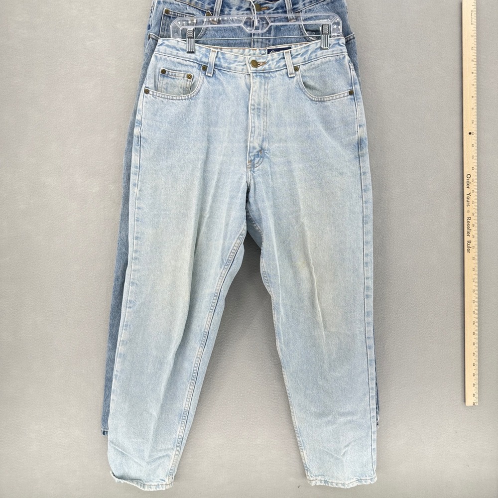 VTG Eddie Bauer (Set of 2) Mom Jeans Light Medium Wash SZ 12P 30x29 Distressed - Picture 5 of 10